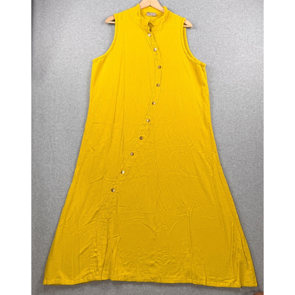 Cottonways Dress Womens Size 3 Green Asymmetrical Gauze Lagenlook‎ Maxi Beachy